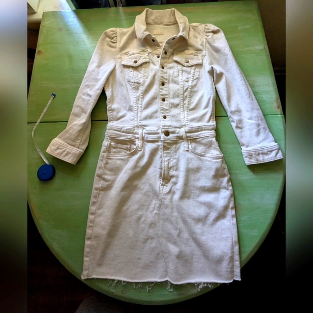 MOTHER Cream Puffy Bruiser Denim Dress